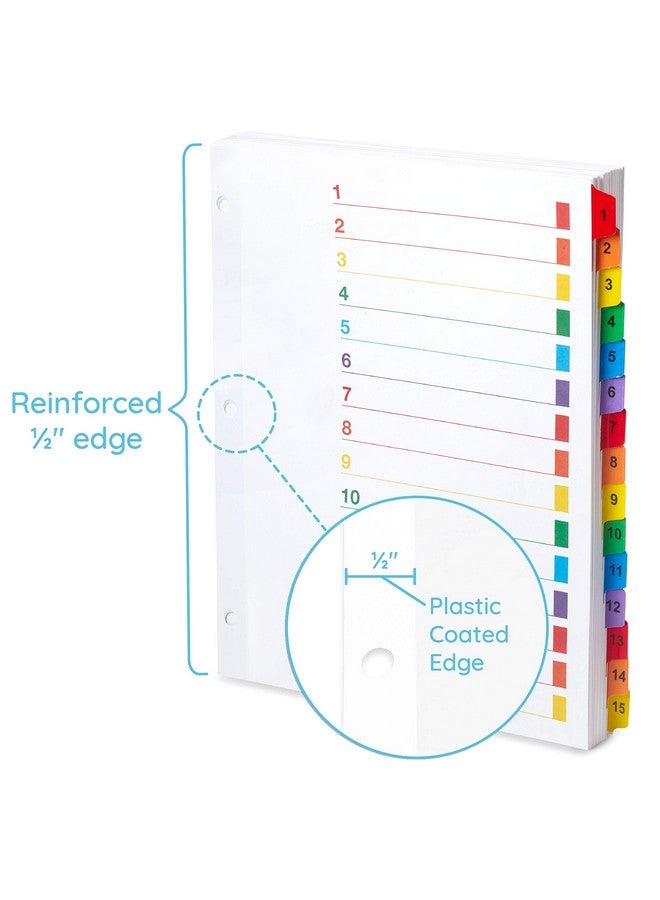Blue Summit Supplies 15 Tab Binder Dividers For 3 Ring Binder Or Notebook Subject Dividers With Multicolor Numbered Tabs Includes Customizable Table Of Contents Index 3 Sets  - Image 2
