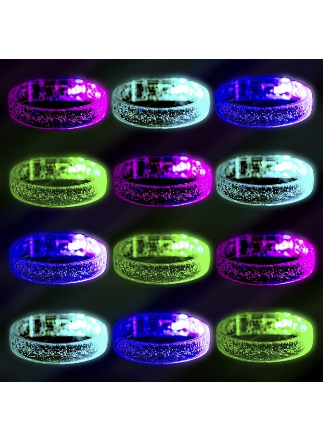DAOKEY Flashing Led Light Up Bracelets Colorful Blinking Glow Wristbands Party Favors Toys Supplies For Birthday Parties Carnivals Clear Case 12 Pack - Image 2