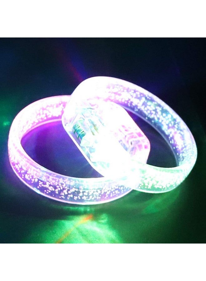DAOKEY Flashing Led Light Up Bracelets Colorful Blinking Glow Wristbands Party Favors Toys Supplies For Birthday Parties Carnivals Clear Case 12 Pack - Image 4