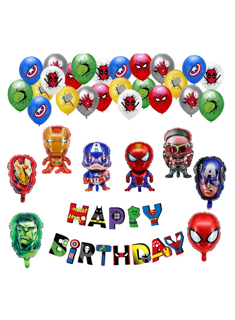 33 قطعة من بالونات الحفلات في كل مجموعة من بالونات رقائق معدنية لشخصية كرتونية من الأبطال الخارقين سبايدرمان كابتن حديد لتزيين الحفلات لوازم حفلات أعياد الميلاد بموضوع أبطال السوبر سبايدرمان - Image 1