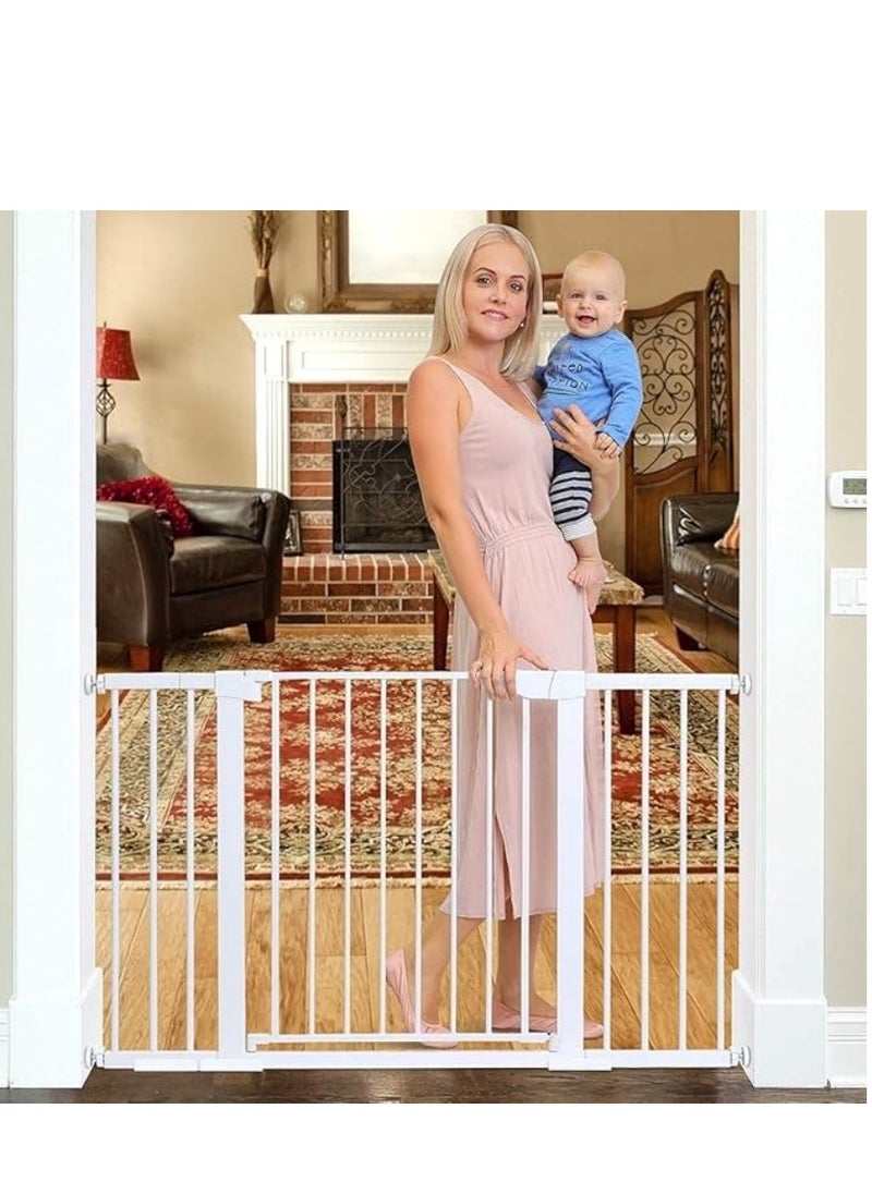 Generic Auto Close Safety Baby Gate, Extra Wide Child Fence Gate 75-84cm + 3pcs Extension Kit Maximum Suitable For 144cm, Baby Fence Dog Gate for Stairs and Doorways, Easy Install (Gate + 10cm+20cm+30cm Extension Kit)  - Image 1