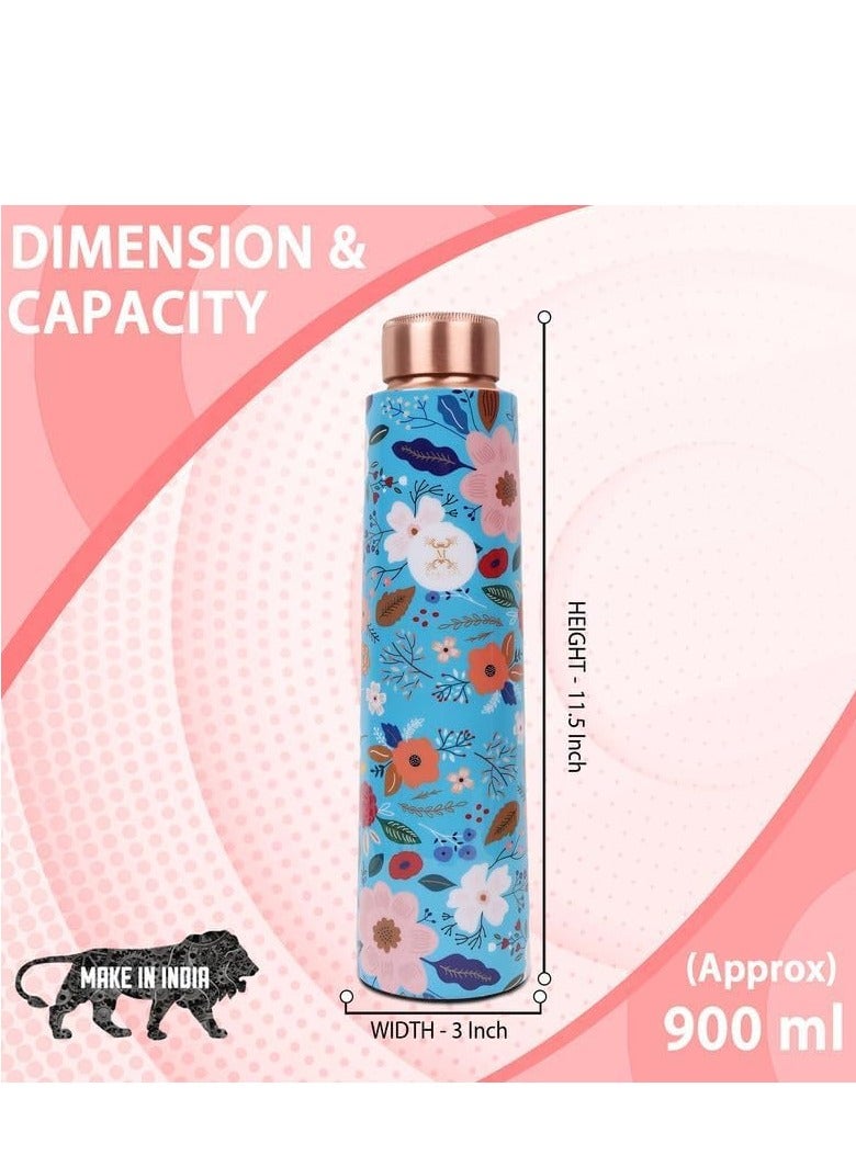 MERCAPE 100% Pure Copper Water Bottle A Handmade Ayurvedic Enameled Print Pure Copper Water Bottle For Drinking - Increase Your Water Consumption, and Experience Immediate Health Benefits | Leak Proof, Durable & Rust Proof | Non-Toxic & BPA Free Bottles | Eco Friendly Water Bottle (ENAMELED PRINT 7) - Image 2