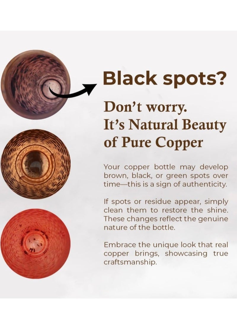 MERCAPE 100% Pure Copper Water Bottle A Handmade Ayurvedic Enameled Print Pure Copper Water Bottle For Drinking - Increase Your Water Consumption, and Experience Immediate Health Benefits | Leak Proof, Durable & Rust Proof | Non-Toxic & BPA Free Bottles | Eco Friendly Water Bottle (ENAMELED PRINT 7) - Image 3
