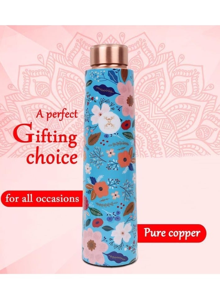 MERCAPE 100% Pure Copper Water Bottle A Handmade Ayurvedic Enameled Print Pure Copper Water Bottle For Drinking - Increase Your Water Consumption, and Experience Immediate Health Benefits | Leak Proof, Durable & Rust Proof | Non-Toxic & BPA Free Bottles | Eco Friendly Water Bottle (ENAMELED PRINT 7) - Image 5