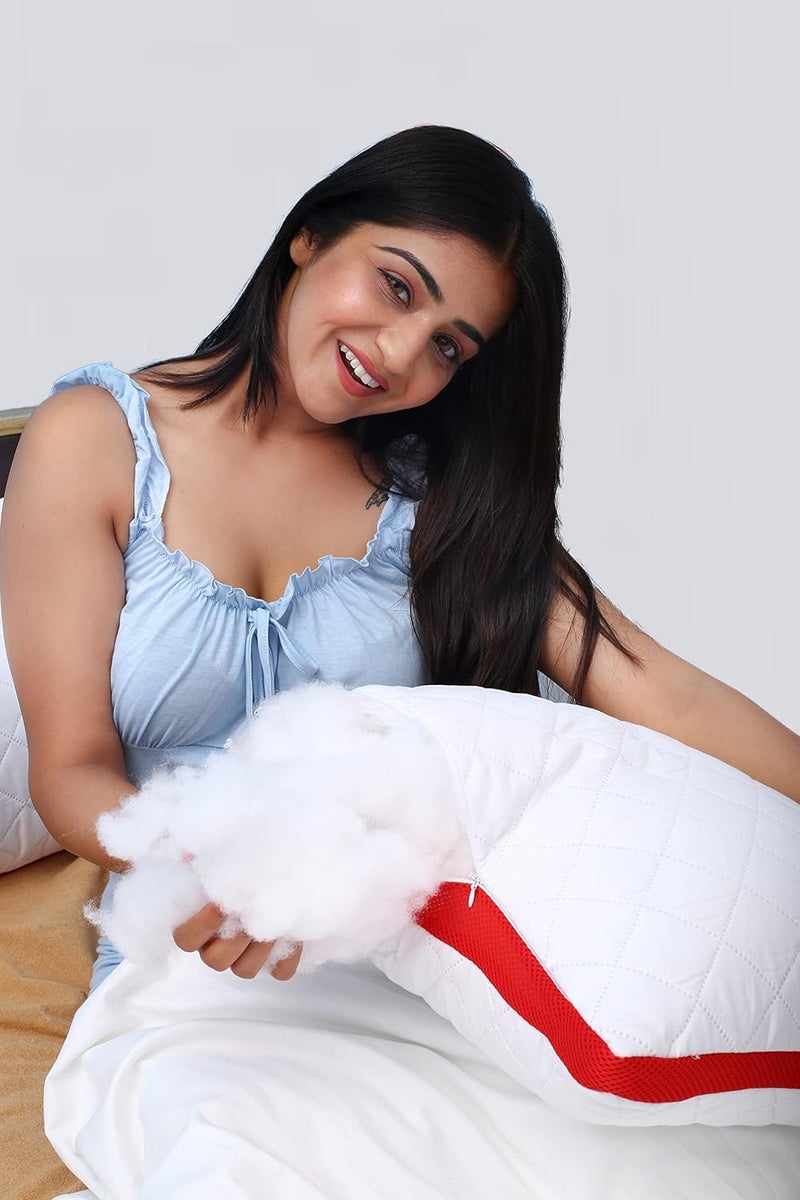 Sleeptime Sleep Time 2Pack Bed Pillows for Sleeping Adjustable Soft Microfiber Pillows Standard Size Set of 2 Luxury Quilted Pillows for Side Back Sleepers White - Image 1