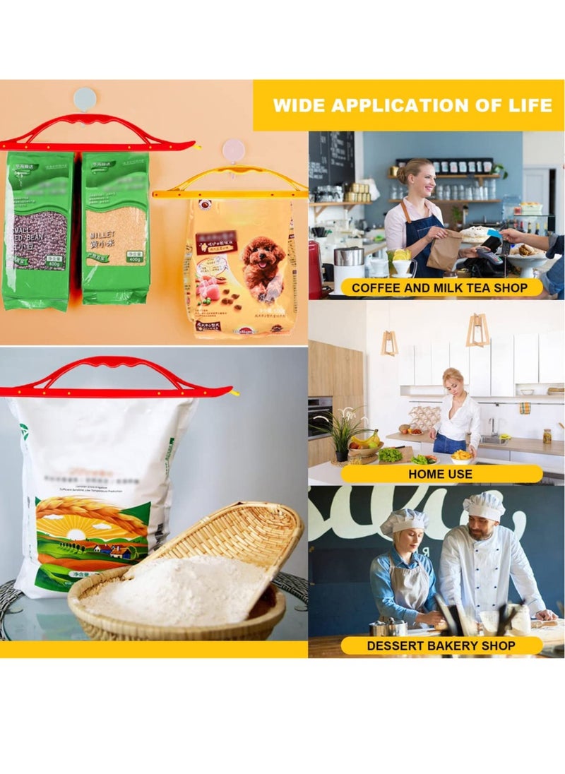 6 PCS Food Bag Clips,Portable Sealing Clips with Handle, Sturdy Food Bag Clips, Suitable for Food Storage, Food Clips for Sealing, Snacks, Cereals & Coffee (3 Red-b,3 Yellow-s)