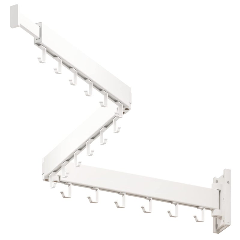 LIENAHU Wall Mounted Clothes Drying Rack Collapsible Folding Retractable  Clothes Hanging Rack Hooks White