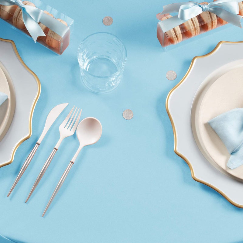 جي دي مودا gee di moda مستطيل المائدة - 60 × 126 بوصة قطعة قماش طاولة زرقاء من طاولة مستطيل 8 قدم - نسيج قابلة للغسل الثقيلة - ل 8 قدم طاولة العطلة حفل عشاء حفل زفاف ودش الطفل - Image 2