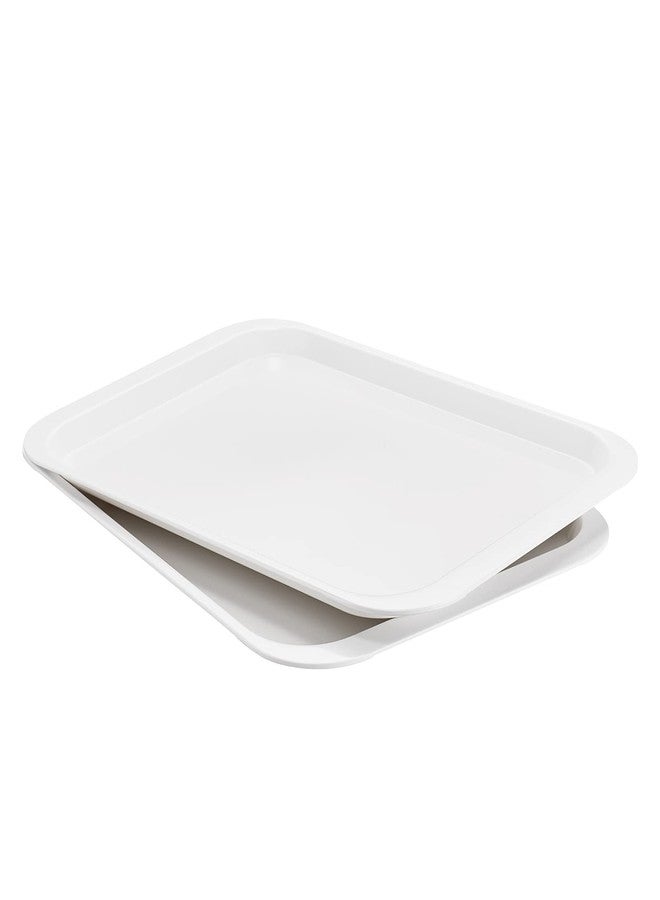 HSDT Melamine Serving Trays White 17.1x12.2 Inch Rectangle Cafeteria Fast Food Trays Breakfast Lunch Dinner Trays for Eating Set of 2,PFW-174122-02 - Image 1