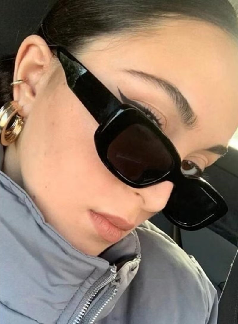 Shein Small irregular rectangular sunglasses for UV protection - Black - Image 4