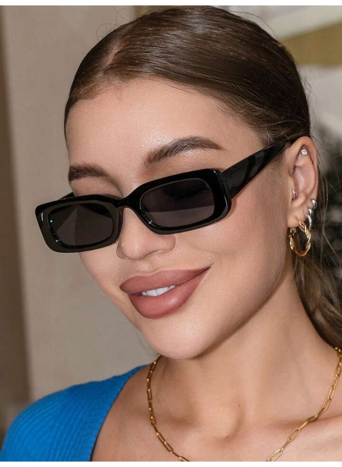 Shein Small irregular rectangular sunglasses for UV protection - Black - Image 3