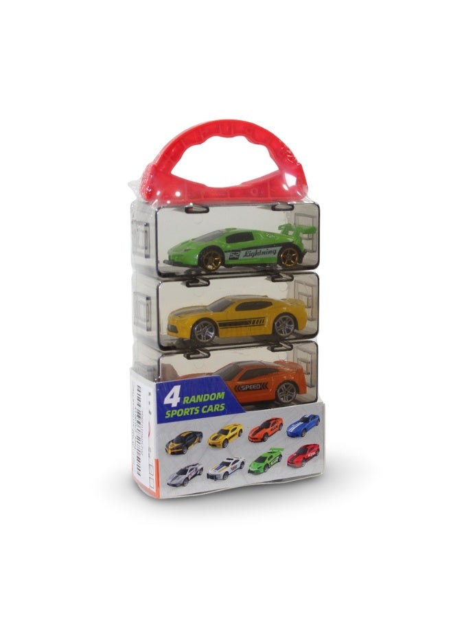 مجموعة من 4 سيارات رياضية عشوائية مصنوعة من المعدن المصبوب - Image 1