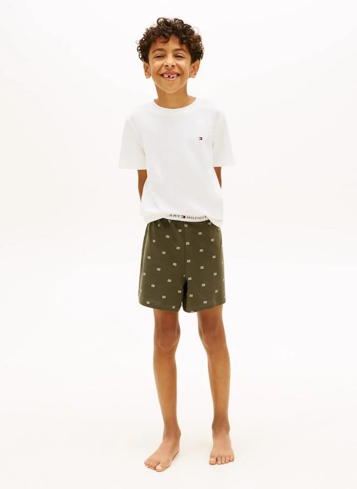 تومي هيلفيغر Kids Coordinating Print T-Shirt And Shorts Set