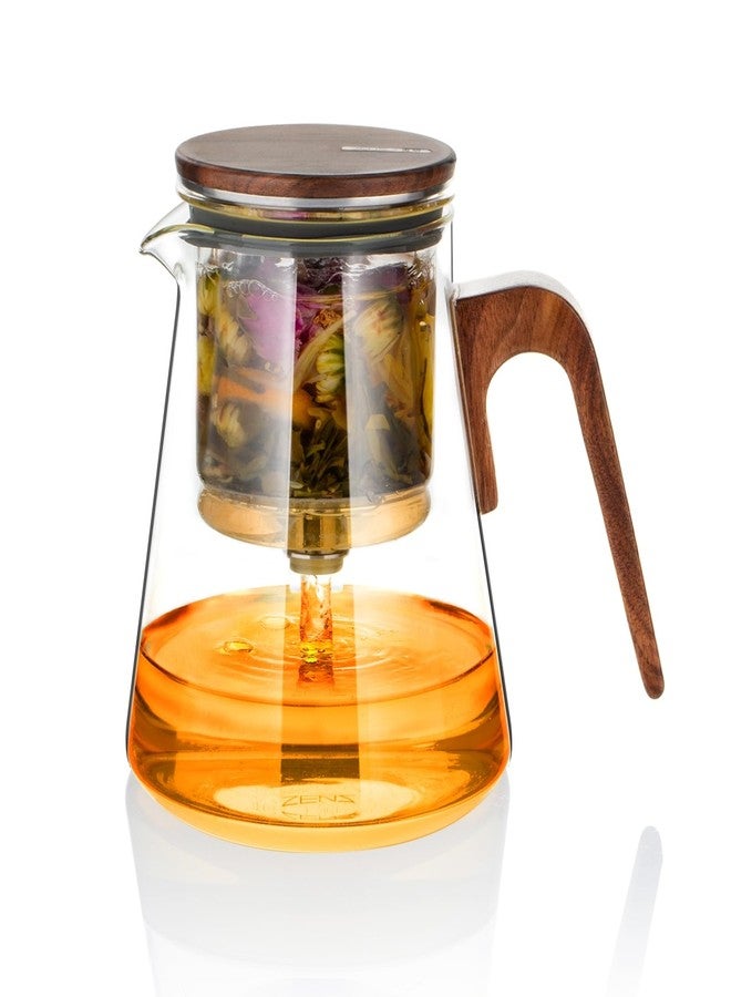 ZENS Magnetic Tea Pot, Enchanted Glass Teapot with Infuser and Magnetic Suction Lid for Mess-Free Loose Tea Diffusers, Walnut Wood Handle, Tea Lovers Gifts - Image 1