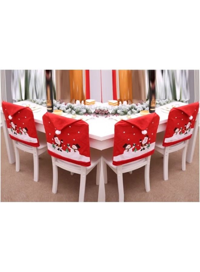 ACLIX 4-Piece Santa Hat Chair Cover Set Red/White