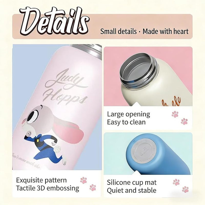ميني سو MINISO Disney Cartoon Portable Insulated Cup - Judy, Nick & Stitch, Cute and Exquisite, Perfect for Collection and Gifting as Birthday or Easter Presents (Judy) - Image 5