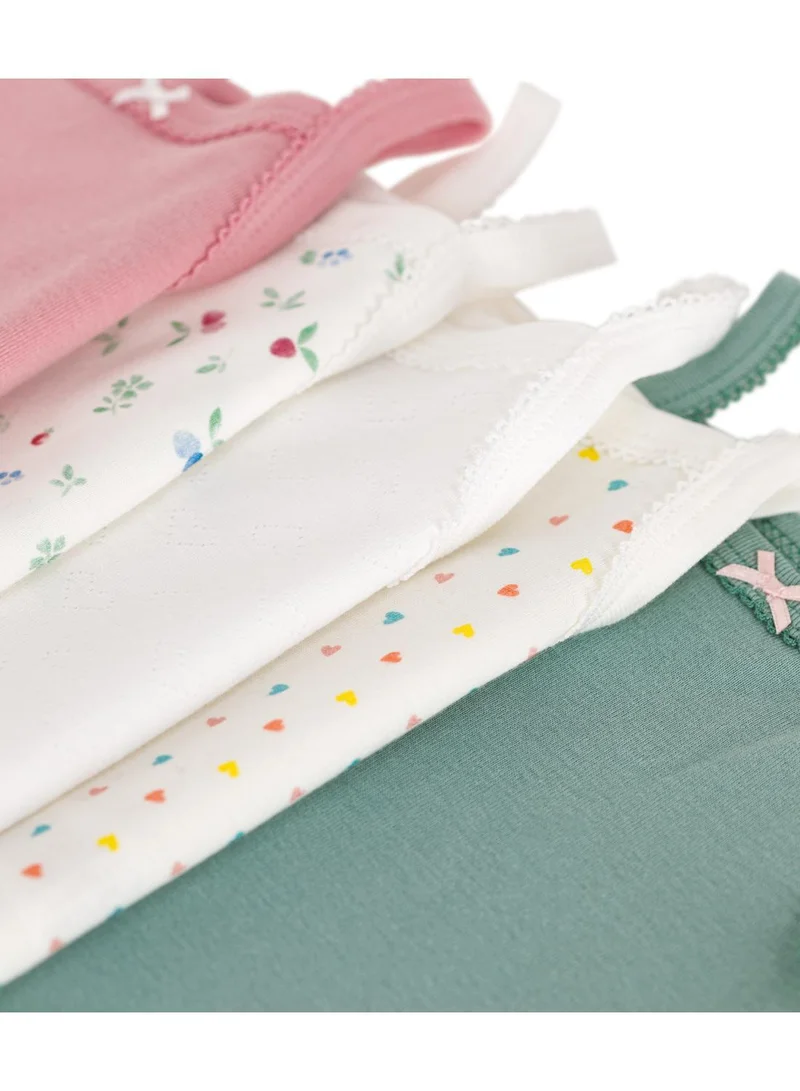 Petit Bateau Set of 5 baby cotton bodysuits with straps and floral print