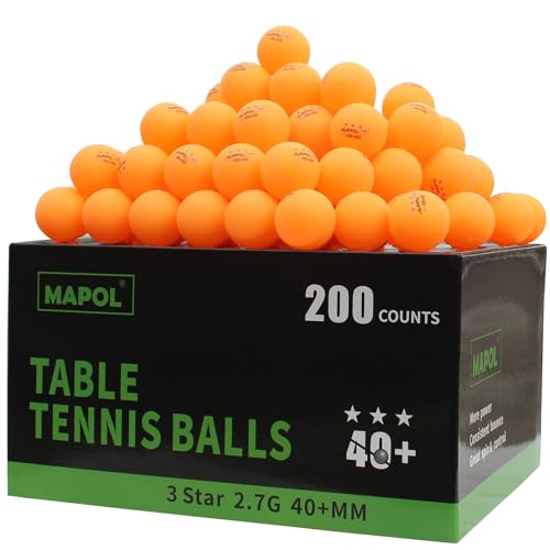 MAPOL 200 Count Table Tennis Balls, 3 Star Advanced Training Ball, Bulk Ping Pong Balls for Indoor & Outdoor Sports (Orange) - Image 1