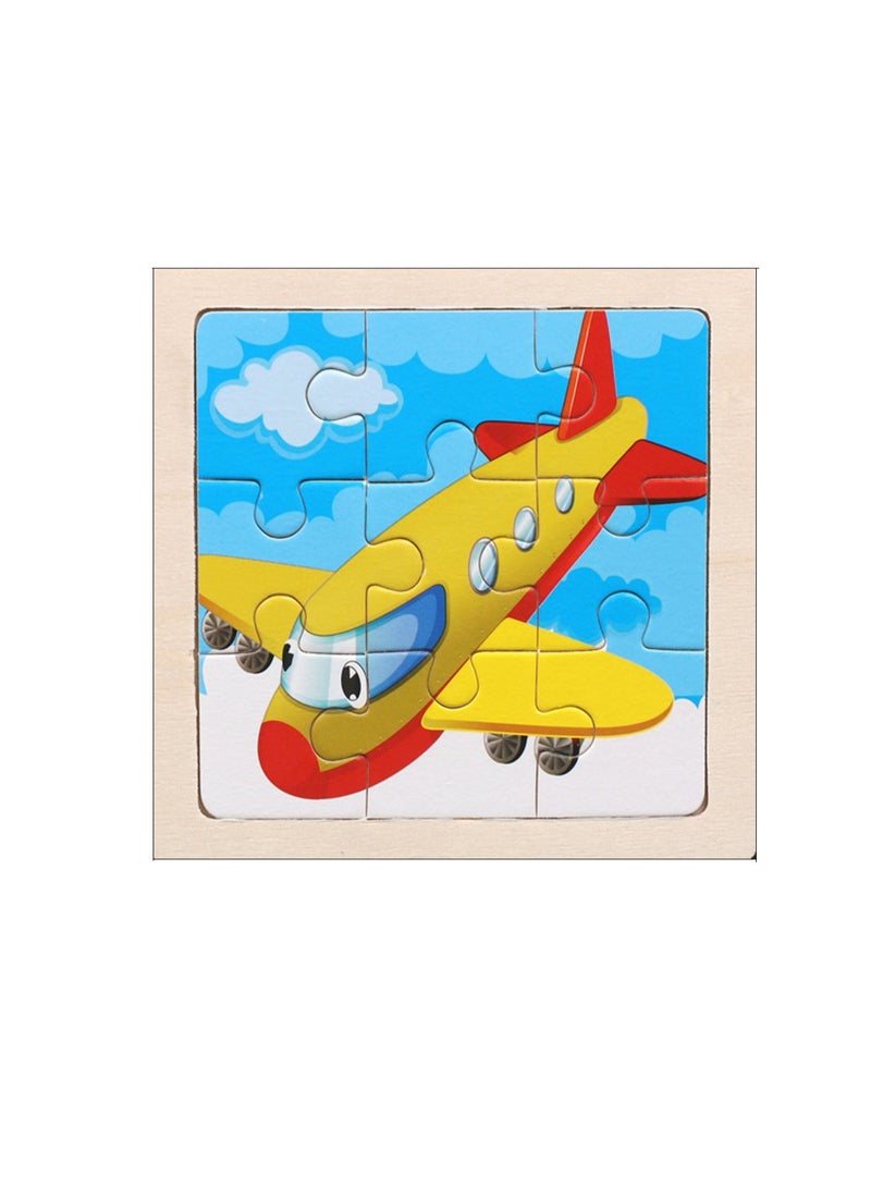 Children's Educational Wooden Cartoon Airplane Jigsaw Puzzles Suitable Gift Bag Pack - Image 1