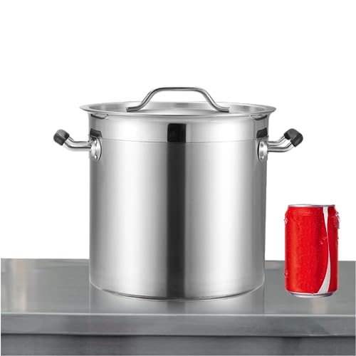 CURTA 20 Quart Large Stock Pot with Lid, NSF Listed, 3-Ply 18/8 Stainless Steel Cooking Pot, Commercial Cookware for Soup, Stew & Sauce, Riveted Silicone Handle - Image 1