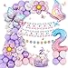 KISPATTI 2nd Birthday Decorations for Girl 2 Year Old Bday Decor Girl Butterfly Bday Party Decor Pink and Purple Balloons Second Birthday Decoration - Image 3