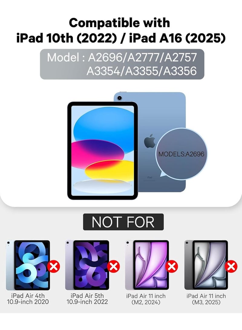 Keyboard Case for iPad A16 11th/10th Gen(2025/2022), Arabic–English Keyboard, 7-Color Backlight, Multi-Touch Trackpad, Flip Stand Case with Pencil Holder & Dual Bluetooth - Image 2