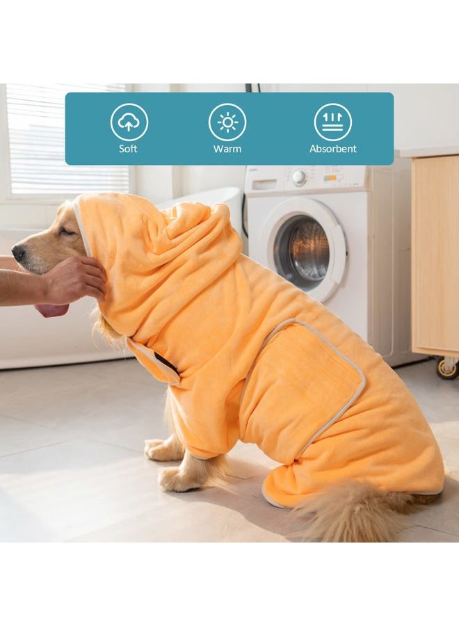 Avont Dog Bathrobe - Super Absorbent Pet Drying Towel Bath Robes After Bath Shower Swim Wet Walk for Puppies -Yellow(XL) - Image 2