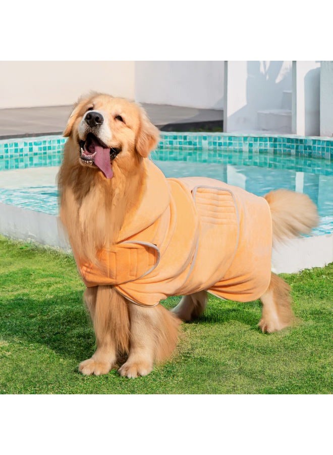 Avont Dog Bathrobe - Super Absorbent Pet Drying Towel Bath Robes After Bath Shower Swim Wet Walk for Puppies -Yellow(XL) - Image 3