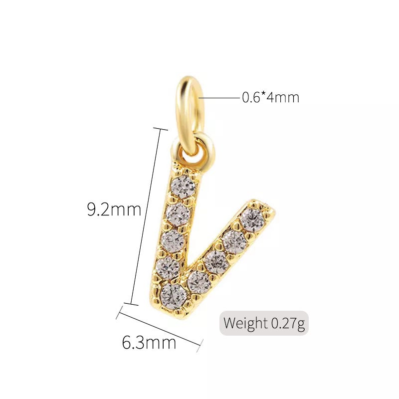 Exquisite simple micro inlaid zircon English 26 letter pendant necklace women 14k gold color pendant diy jewelry accessories H-10329（V）