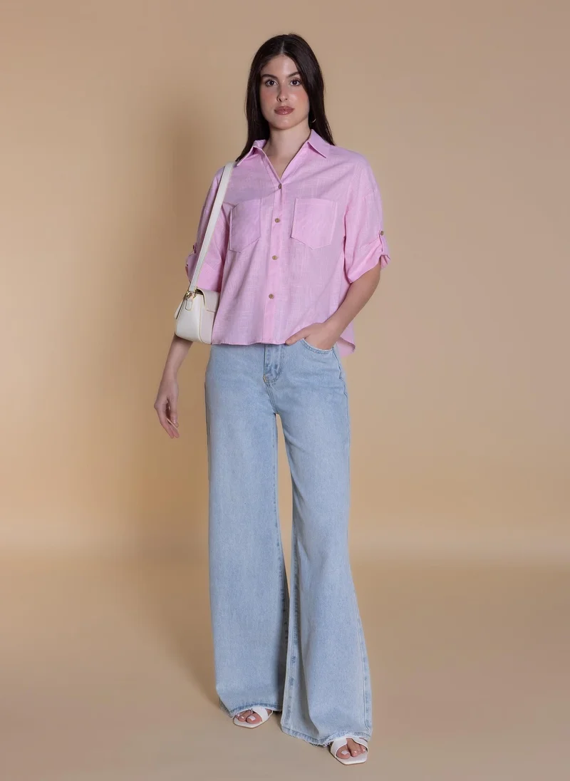 شايبس LINEN BLEND SHIRT WITH POCKETS