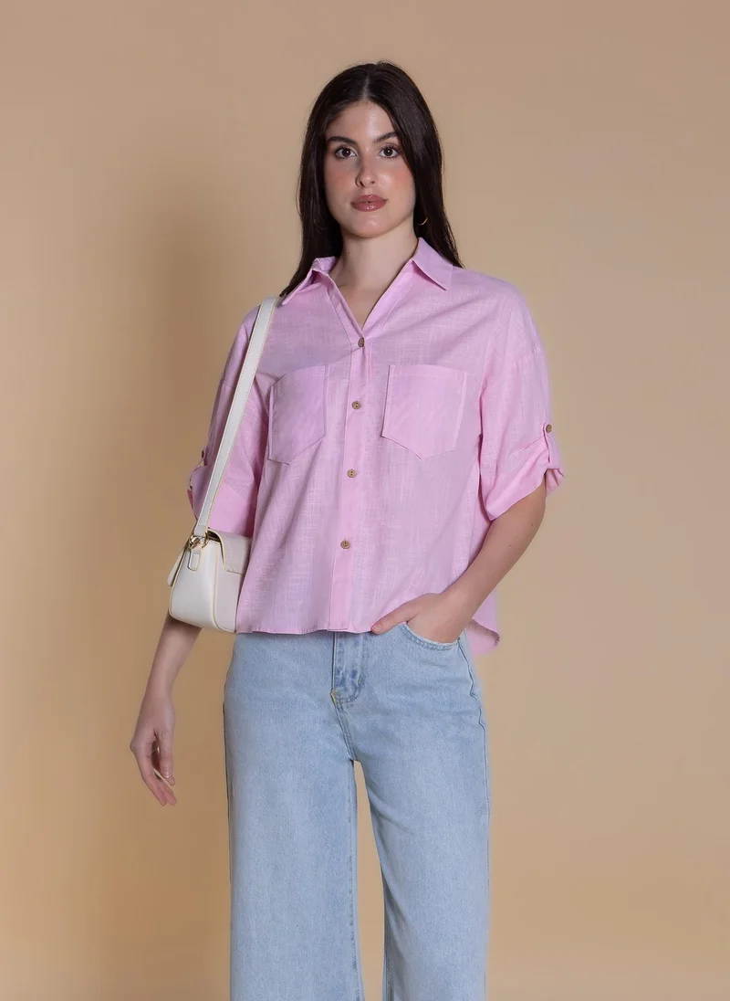 شايبس LINEN BLEND SHIRT WITH POCKETS
