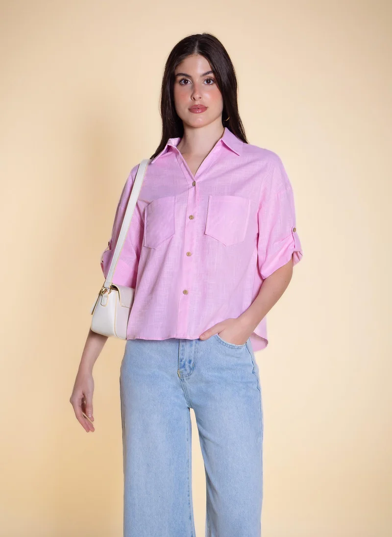 شايبس LINEN BLEND SHIRT WITH POCKETS