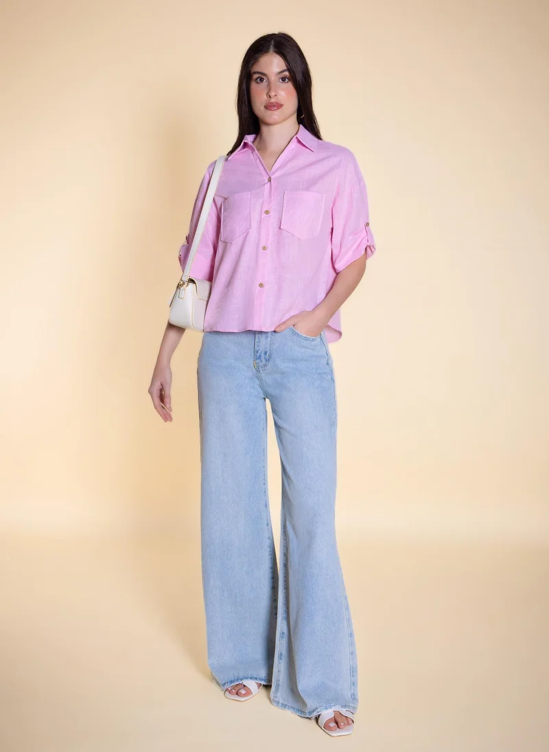 شايبس LINEN BLEND SHIRT WITH POCKETS