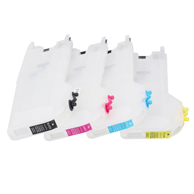 Refillable Ink Cartridge 4-Pack for LC12 LC17 LC73 LC79 Constant Pressure Design - Transparent PP Easy Refill Double Hole Cartridge for DCP J525N MFC J6910CDW - Image 3