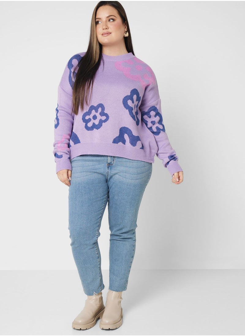 Ginger Plus - Printed Crew Neck Sweater - Image 1