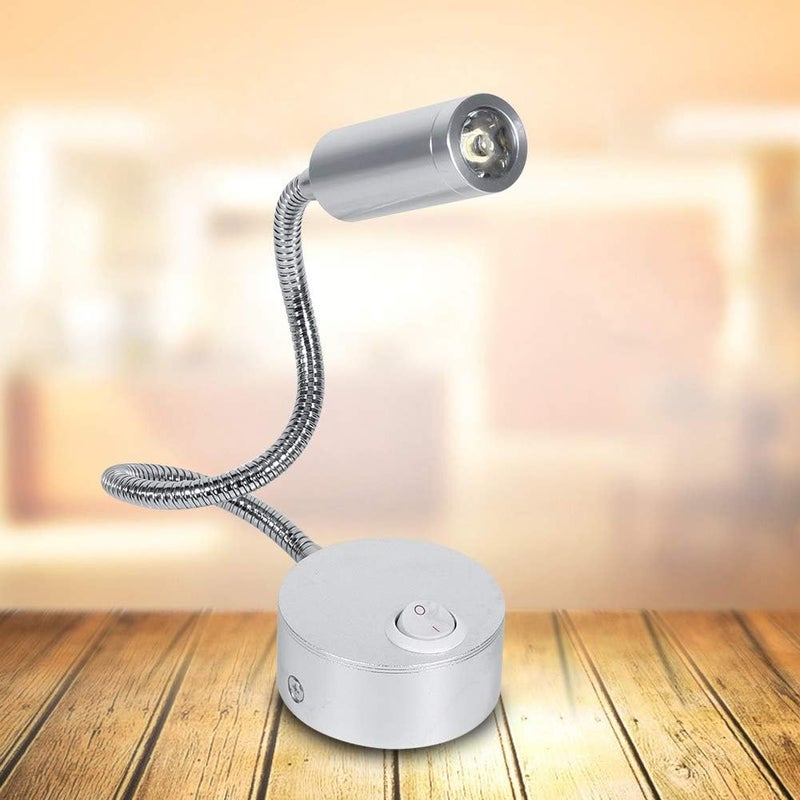 AYNEFY LED Study Bed Lamp,AC85-265V Cool/Warm White LED Reading Light with Gooseneck and Off/ON Switch for Dorm Study Office Bedroom (6500K-1W) - Image 2