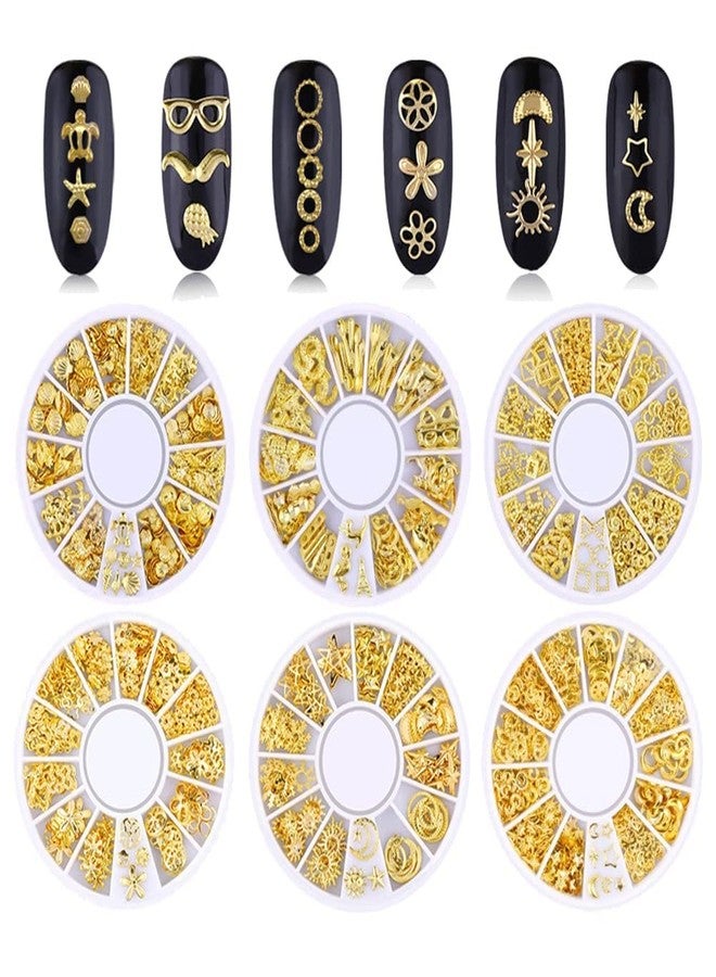 YSSZAM 1 Box Mixed Gold Nail Charms Set Gold Nail Studs Gems Sparkling Rhinestones Metal Rivets Charms Hollow Moon Star Hearts Shaped Artificial Pearls DIY 3D Nail Art Rhinestones And Charms - Image 4