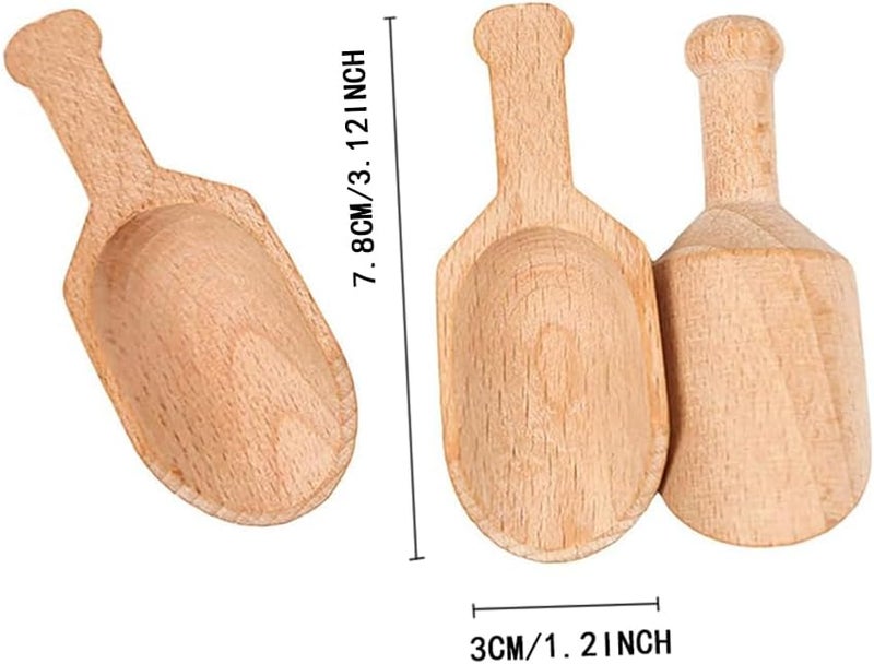 ccHuDE 6 Pcs Mini Wooden Scoops Small Bath Salts Spoon Candy Spoon for Spices Tea Coffee Beans - Image 2