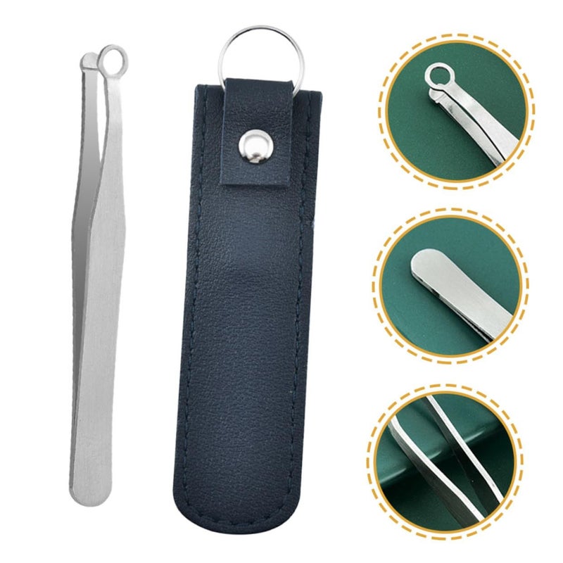 Stainless Steel Nose Hair Trimmer Precision Tweezers with Blue Case - Image 3