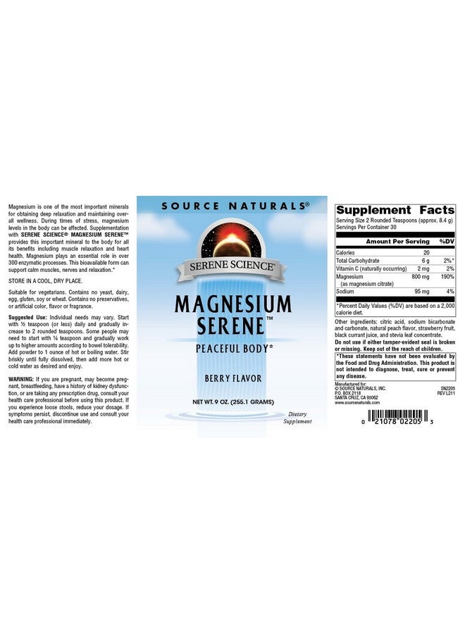 Source Naturals Serene Science Magnesium Serene Berry Flavored, Peaceful Body, 9 Ounces - Image 4
