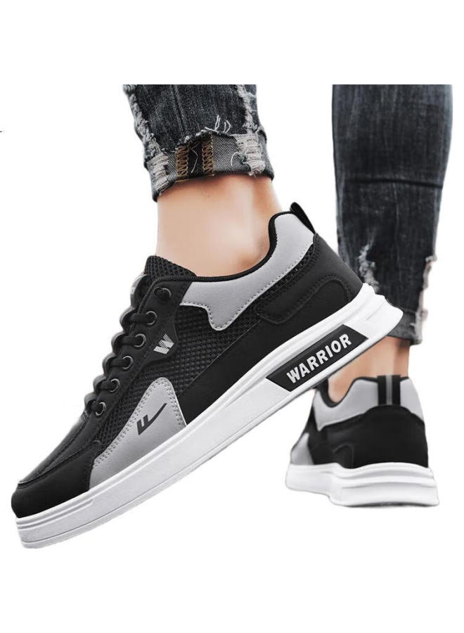 Pull Back Warrior Men's Breathable Thin Mesh Slip-on Sports Casual Shoes 4262 Black Grey 43 - Image 2