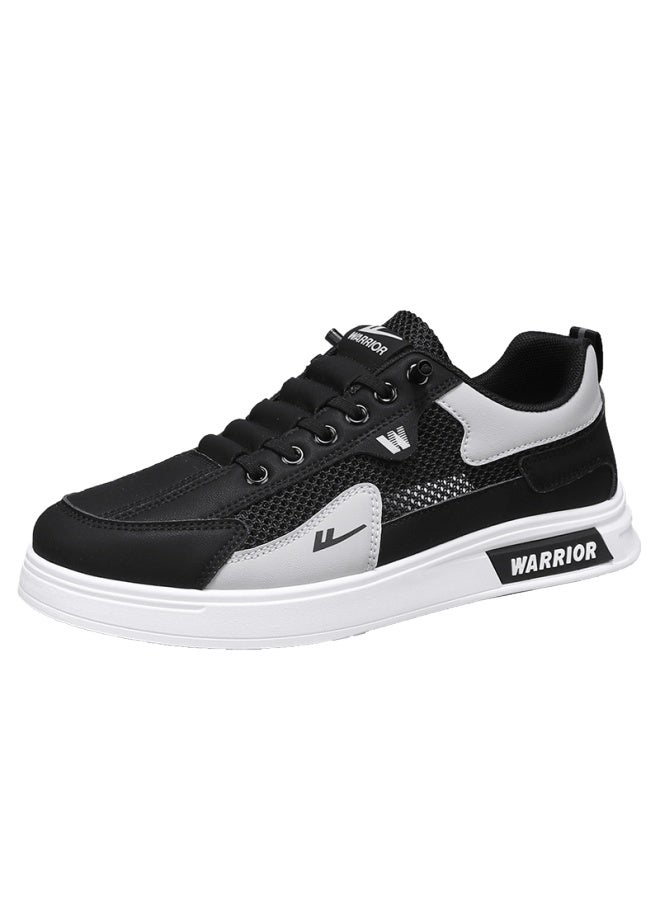 Pull Back Warrior Men's Breathable Thin Mesh Slip-on Sports Casual Shoes 4262 Black Grey 43 - Image 1