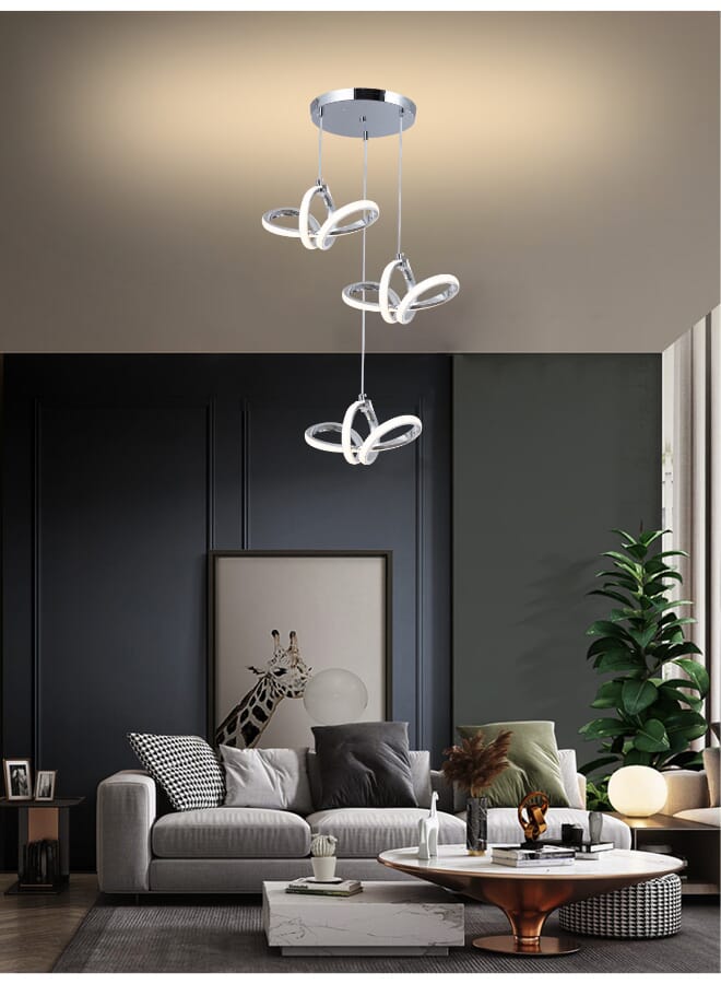 Best Power Modern LED Chandelier 6546-3 with 3 Pendants – 3 Lighting Modes, 60W – 90CM Adjustable Hanging Light for Living Room, Dining, Bedroom - Image 1