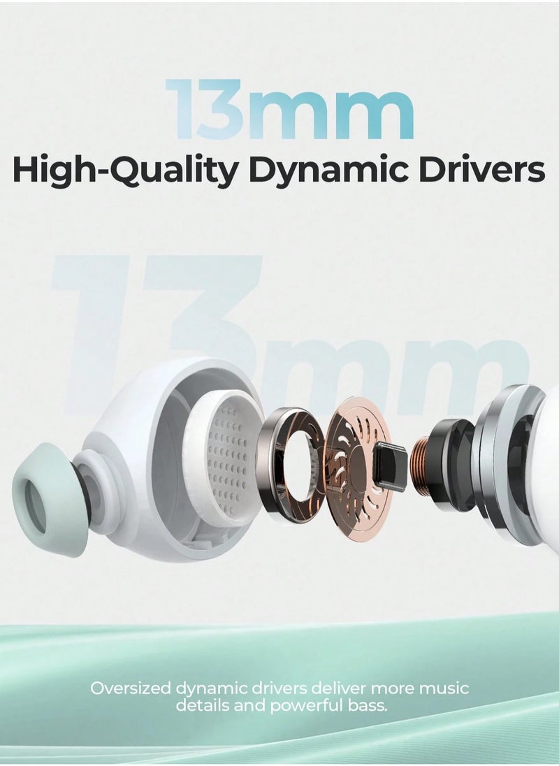 Wireless Earbuds, TWS Bluetooth 5.4 with 13mm Driver, Dual MIC ENC Noise Cancelling Headphones, Multipoint Connection Bluetooth Earphones, 33H Playtime, In-Ear Headphones for Music, Calls, Gaming and More, Fully Compatible for Android and iOS Devices (Light Green)