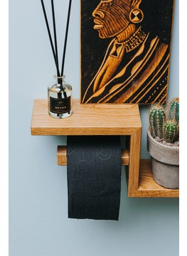 IThree IThree Wooden Toilet Paper Holder in Bathroom Toilet Paper roll Holder 1 Toilet Paper roll Hanger Wooden Brown Wall Toilet Roll Holder Rustic Solid Wood Tissue Holder  - Image 3