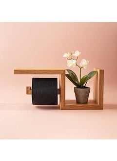 IThree IThree Wooden Toilet Paper Holder in Bathroom Toilet Paper roll Holder 1 Toilet Paper roll Hanger Wooden Brown Wall Toilet Roll Holder Rustic Solid Wood Tissue Holder  - Image 1