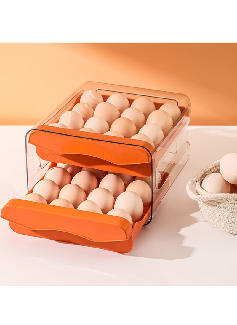 Arabest Double Drawer Storage Box, Stackable Egg Storage Tray, Shockproof and Drop-Proof Food Storage Container, 32 Capacity, Suitable for Refrigerator, Cabinet and Shelf, Kitchen Storage and Storage Reusable Box, Orange  - Image 1
