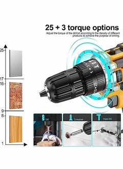 WINSEE Variable Speed ​​Drive Drill, 25+3 Position Clutch, 186 lbs Max Torque, Two Li-Ion Batteries and Fast Charger, 3/8" Keyless Metal Chuck, LED Work Light, 24 Accessories + 32 Position Box  - Image 4