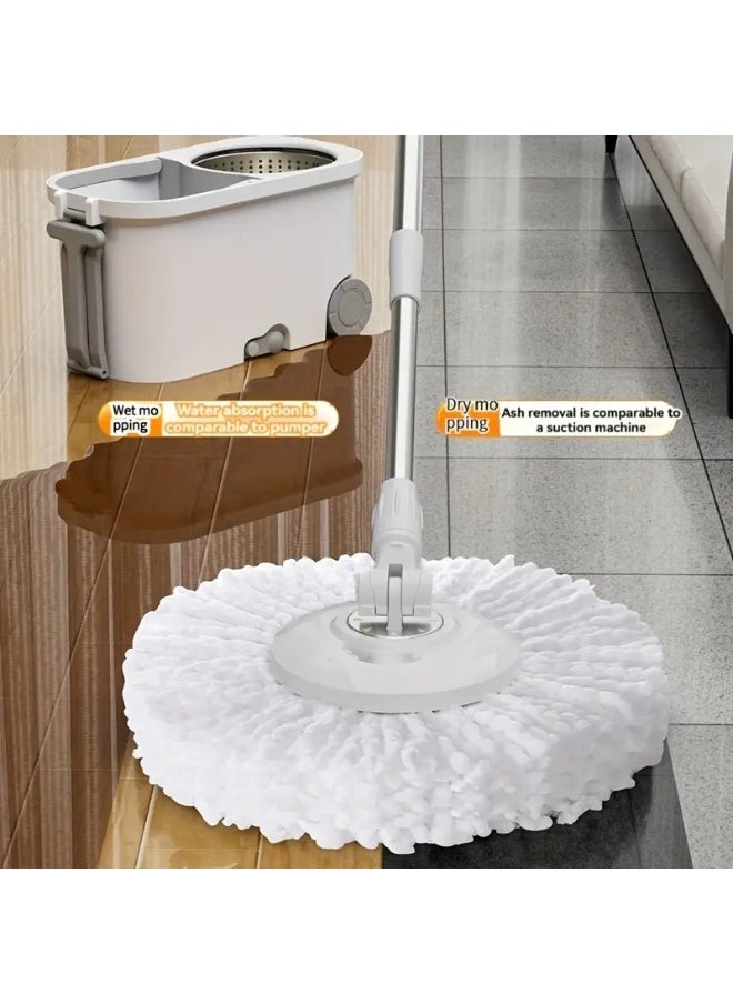 360-Degree Spin Mop and Bucket Set - Detachable Spinning Bucket with Wheels, Stainless Steel Telescopic Long Handle, Lazy Mop, Reusable Microfiber Mop Heads, 6L Bucket for Deep Cleaning on All Floor Surfaces