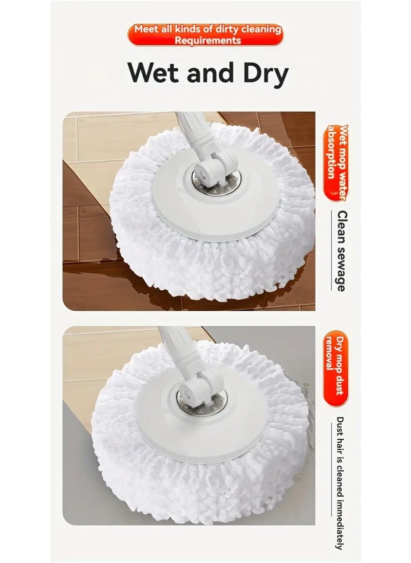 360-Degree Spin Mop and Bucket Set - Detachable Spinning Bucket with Wheels, Stainless Steel Telescopic Long Handle, Lazy Mop, Reusable Microfiber Mop Heads, 6L Bucket for Deep Cleaning on All Floor Surfaces